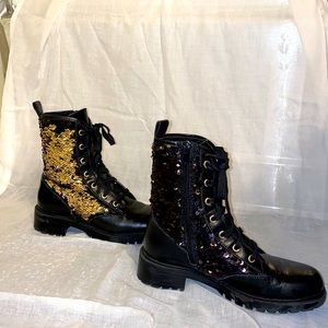 Zara basic women’s sequin lace up combat boots